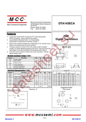 DTA143ECA-TP datasheet  